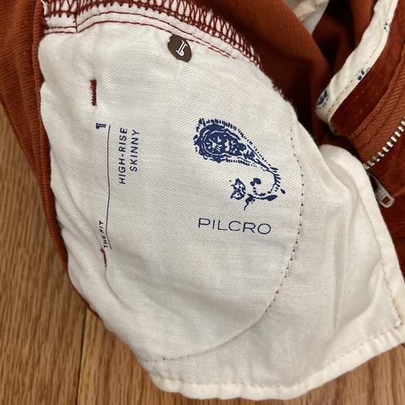 Anthropologie Pilcro High Rise Skinny Pants Corduroy Rust Orange size 26 - Picture 16 of 16